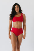 Nina High Waist Bikini Bottom - Fire