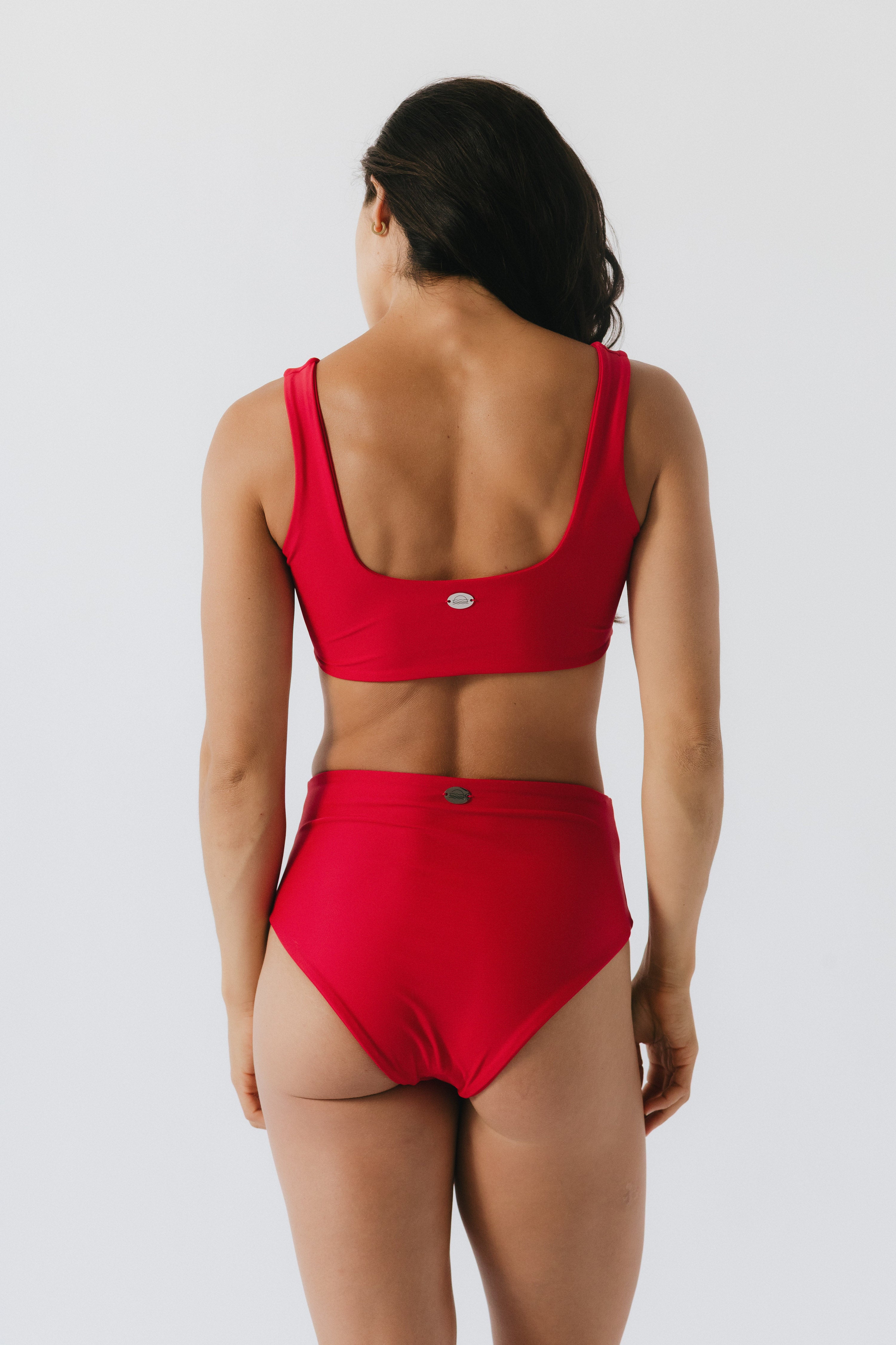 Nina High Waist Bikini Bottom - Fire