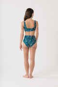 Nina High Waist Bikini Bottom - Wildflower x Lagoon