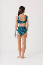 Nina High Waist Bikini Bottom - Wildflower x Lagoon