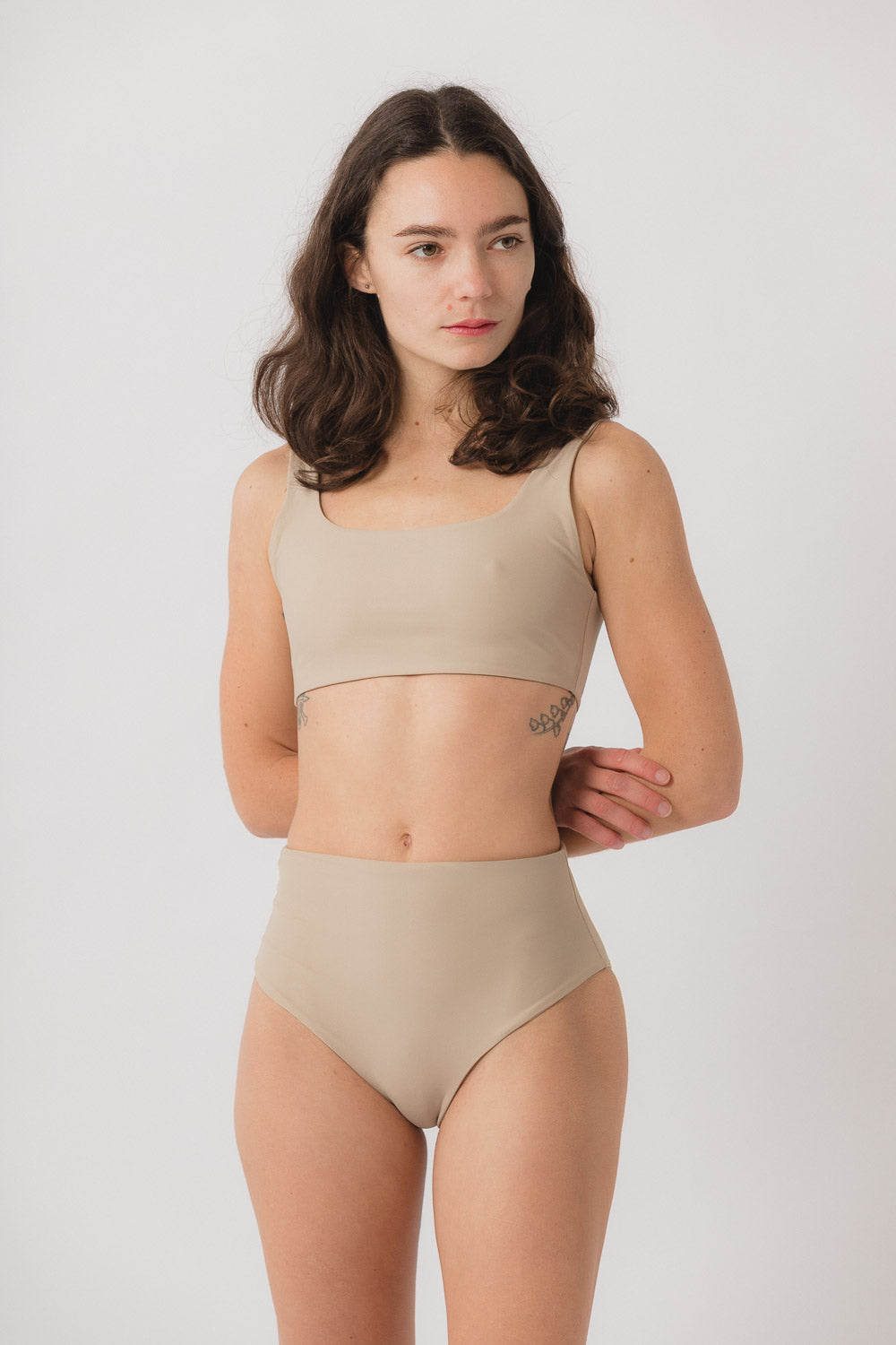 Nina High Waist Bikini Bottom - Oat