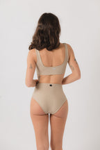 Nina High Waist Bikini Bottom - Oat